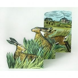 Angela Harding Hare & Open Field Concertina Card