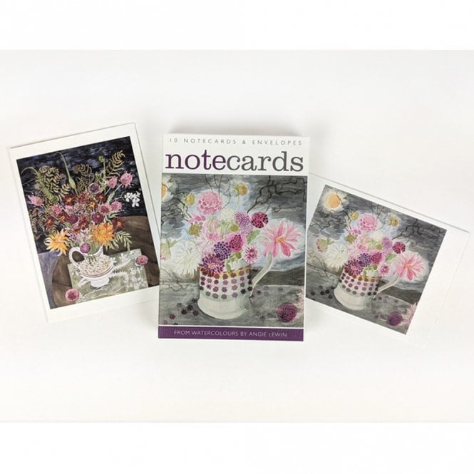 Art Angels Publishing Angie Lewin Dahlias, Dark Sky / Late Summer Flowers & Ferns Notecard Pack