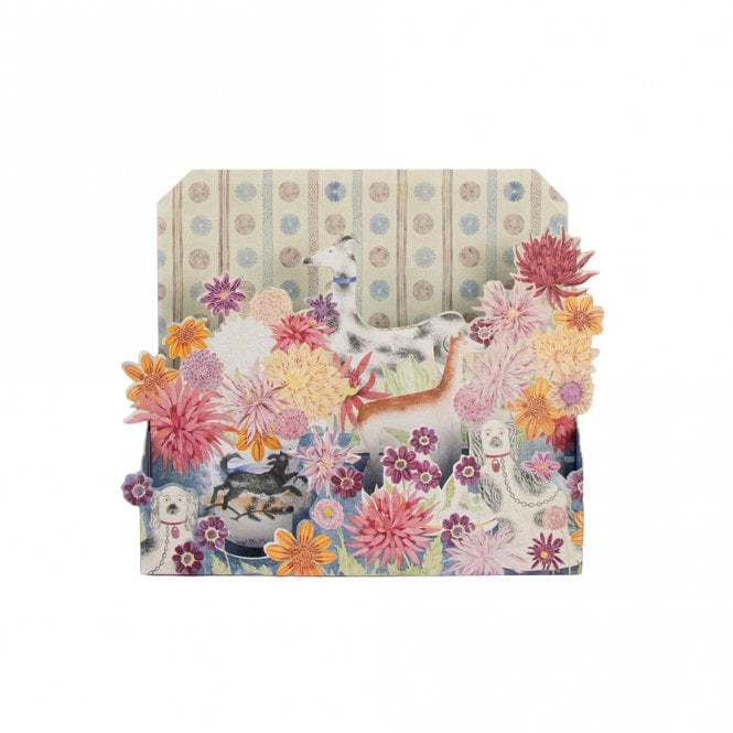 Art Angels Publishing Angie Lewin Dahlias and Dogs Die-Cut Card