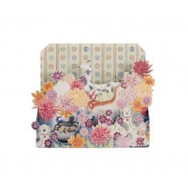 Angie Lewin Dahlias and Dogs Die-Cut Card