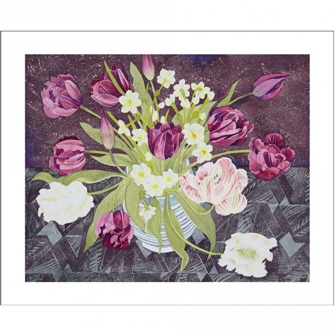 Art Angels Publishing Angie Lewin Sandler Mug with Tulips and Narcissi Card