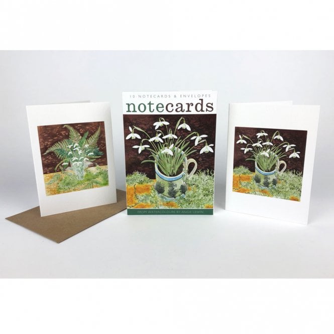 Art Angels Publishing Angie Lewin Snowdrops & Ferns / Snowdrops & Lichen Notecard Pack