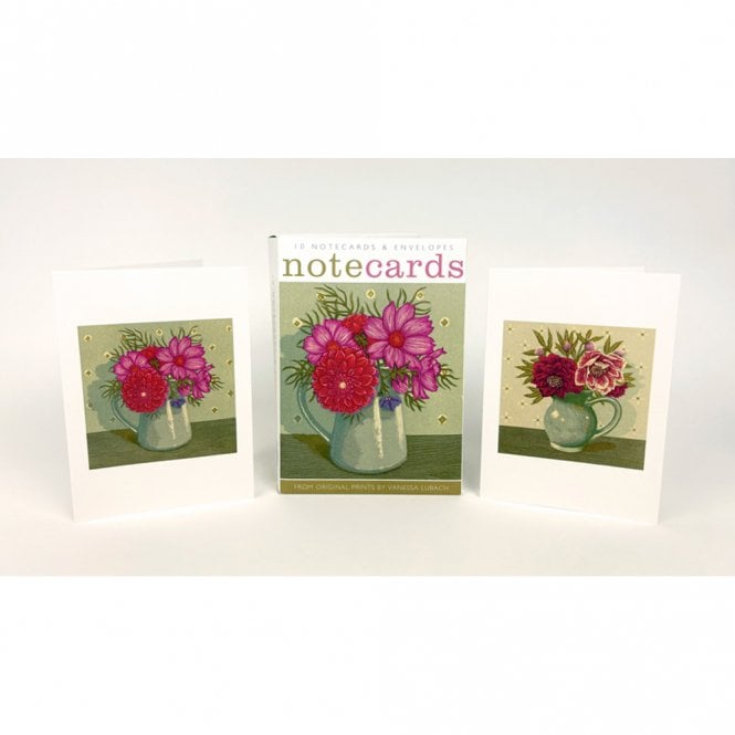 Art Angels Publishing Vanessa Lubach Dahlia and Cosmos / Grey Jug with Hellebores Notecard Pack