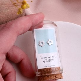 Be Your Own Beautiful Flower Silver Stud Earrings