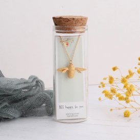 Bee Happy Be You Bumblebee Gold Necklace