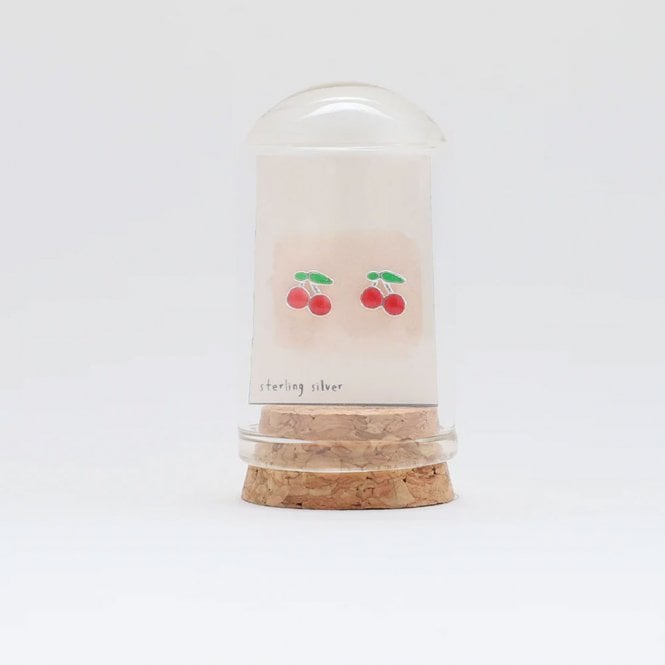 Attic Creations Cherry Silver Stud Earrings