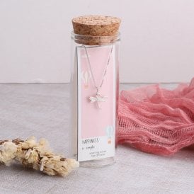 Happiness is Simple Dragonfly Silver Necklace