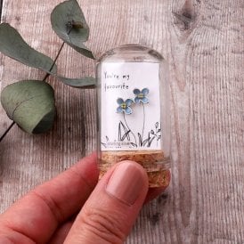 You're My Favourite Blue Flower Silver Stud Earrings