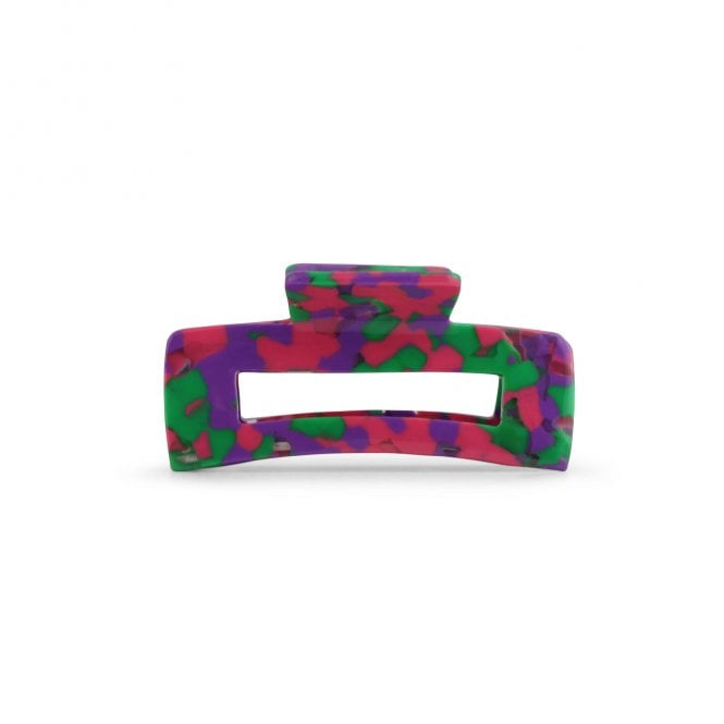 Big Metal London Amber Pink & Purple Resin Bulldog Hair Clip