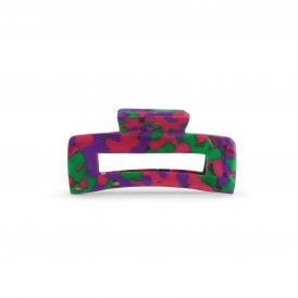 Amber Pink & Purple Resin Bulldog Hair Clip