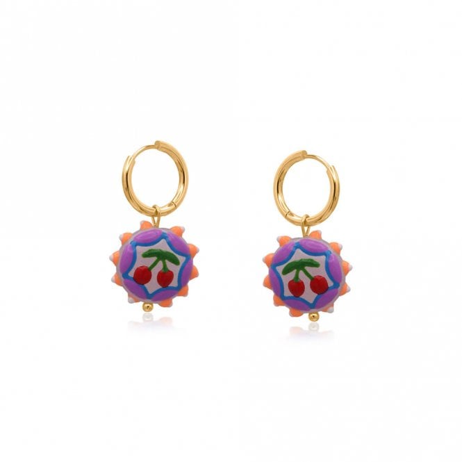 Big Metal London Cherry Vivid Charm Petite Earrings