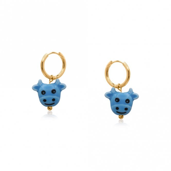 Big Metal London Cowboy Cow Charm Earrings - Assorted