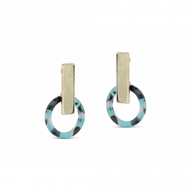 Big Metal London Eva Blue and Black Resin Earrings
