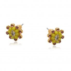 Fairy Kingdom Crown Flowers Petite Gold Earrings - Assorted