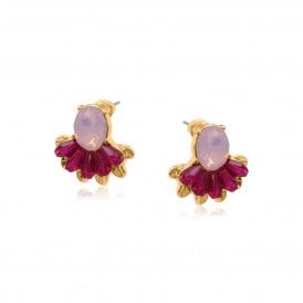 Fairy Kingdom Petal Petite Rose and Opal Gold Earrings