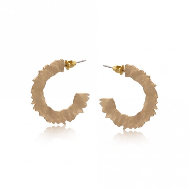 Big Metal London Gaya Rough Cut Matte Metal Gold Earrings