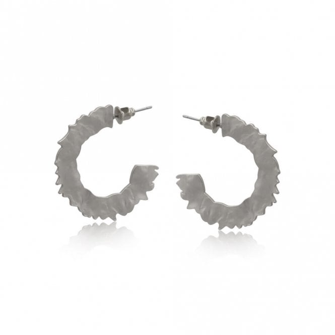 Big Metal London Gaya Rough Cut Out Matte Metal Silver Earrings