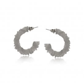 Gaya Rough Cut Out Matte Metal Silver Earrings