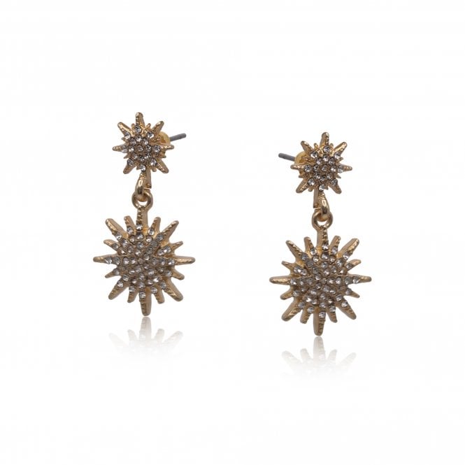 Big Metal London Glowing Star Encrusted Gold Earrings