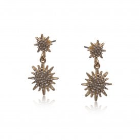 Glowing Star Encrusted Gold Earrings
