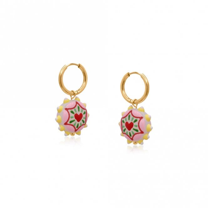 Big Metal London Heart Vivid Charm Petite Earrings