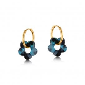 Hispania Floral Blue and Black Resin Earrings