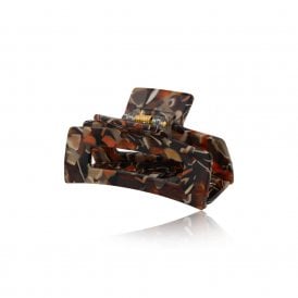 Hortense Black, Orange & Taupe Resin Bulldog Hair Clip