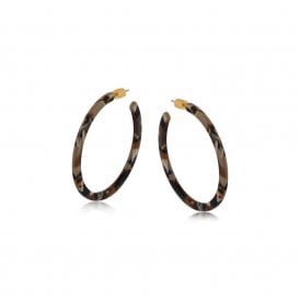 Hortense Black, Orange & Taupe Resin Hoop Earrings