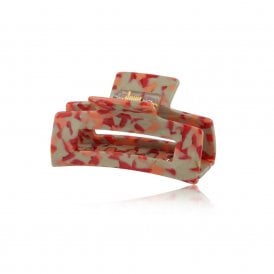 Hortense Red, Orange & Beige Resin Bulldog Hair Clip