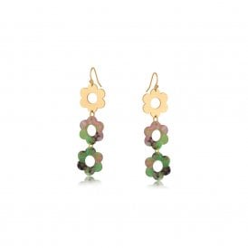 Isabella Floral Pink Metal Resin Drop Earrings