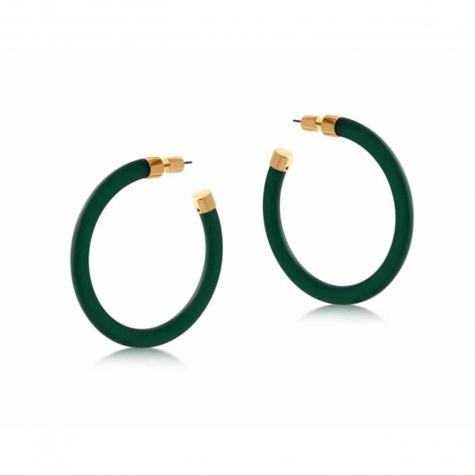 Big Metal London Isabella Green Resin & Metal Hoop Earrings