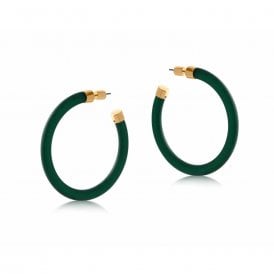 Isabella Green Resin & Metal Hoop Earrings