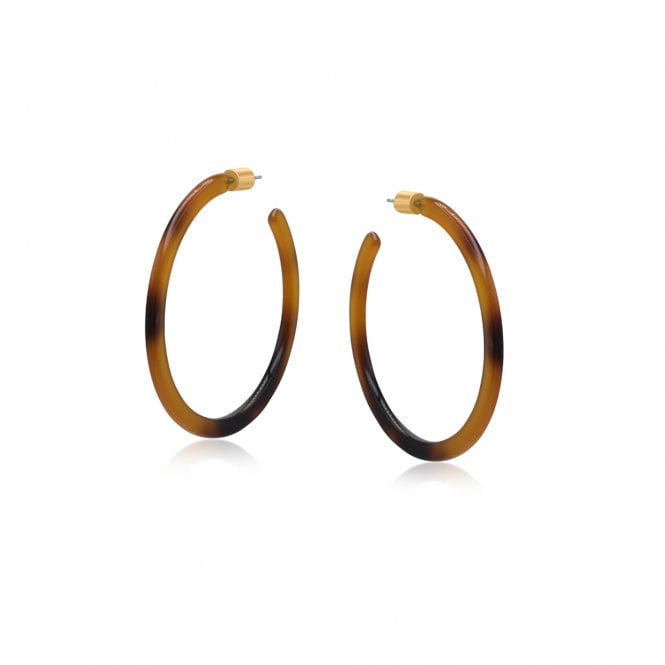 Big Metal London Ithaca Tortoiseshell Resin Statement Hoop Earrings