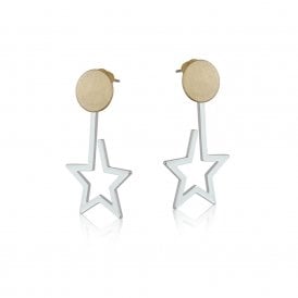 Ivy Two Tone Silver Star Earrings