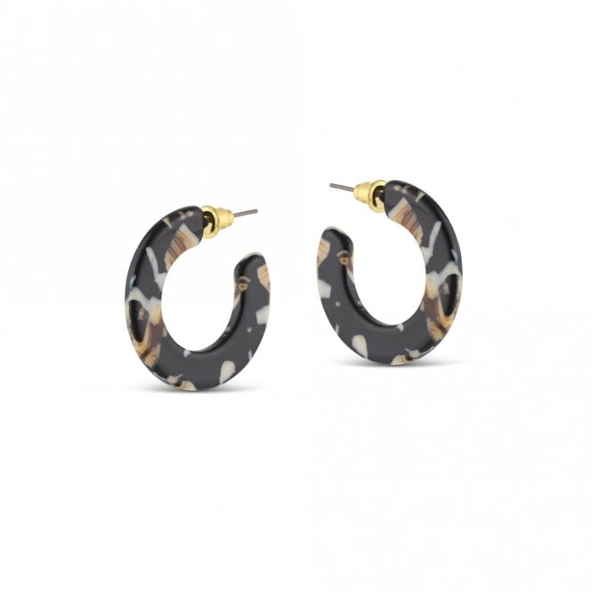 Big Metal London Jessica Beige, Brown & Black Tiny Cut Out Resin Hoop Earrings
