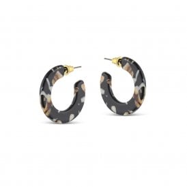 Jessica Beige, Brown & Black Tiny Cut Out Resin Hoop Earrings