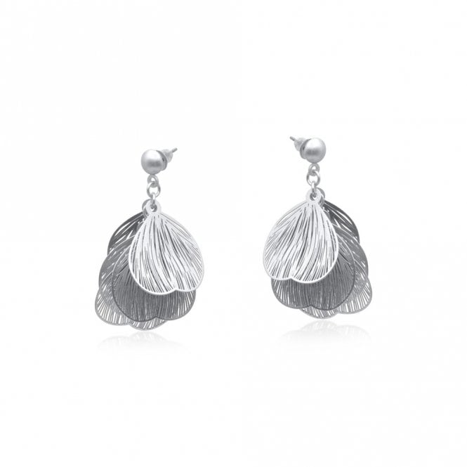 Big Metal London Livia Petal Silver Earrings