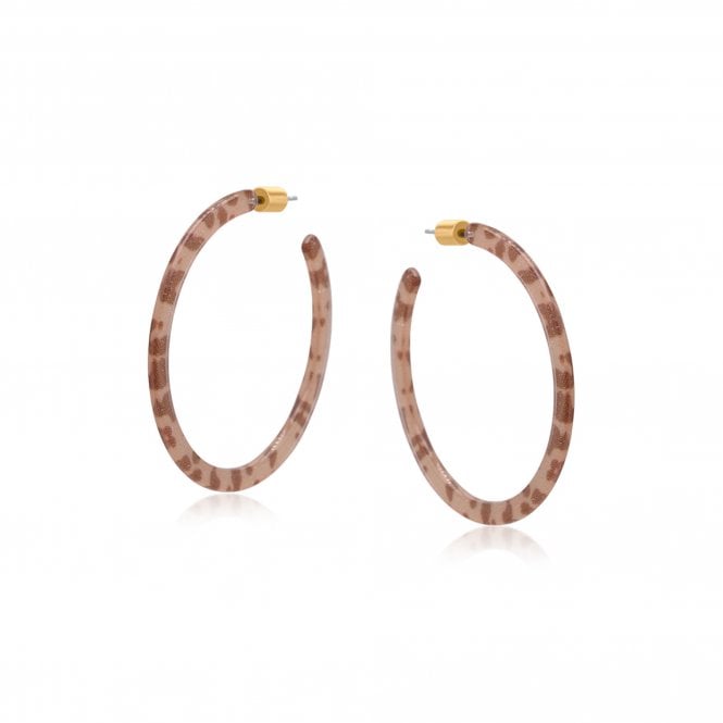Big Metal London Madrid Beige Resin Statement Hoop Earrings