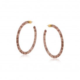 Madrid Beige Resin Statement Hoop Earrings