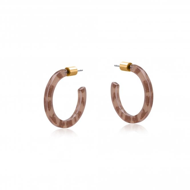 Big Metal London Madrid Beige Tiny Resin Hoop Earrings