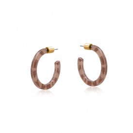Madrid Beige Tiny Resin Hoop Earrings