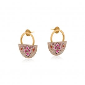 Mallika Cream Hand Painted Artisan Drop Earrings