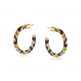Marie Brown & Green Skinny Resin Hoop Earrings