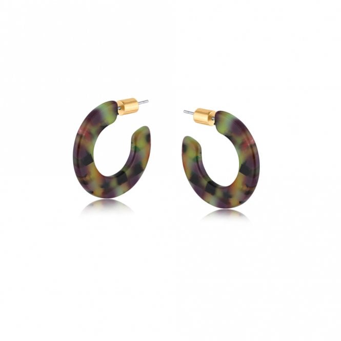 Big Metal London Marie Lilac & Blue Multicolour Resin Hoop Earrings