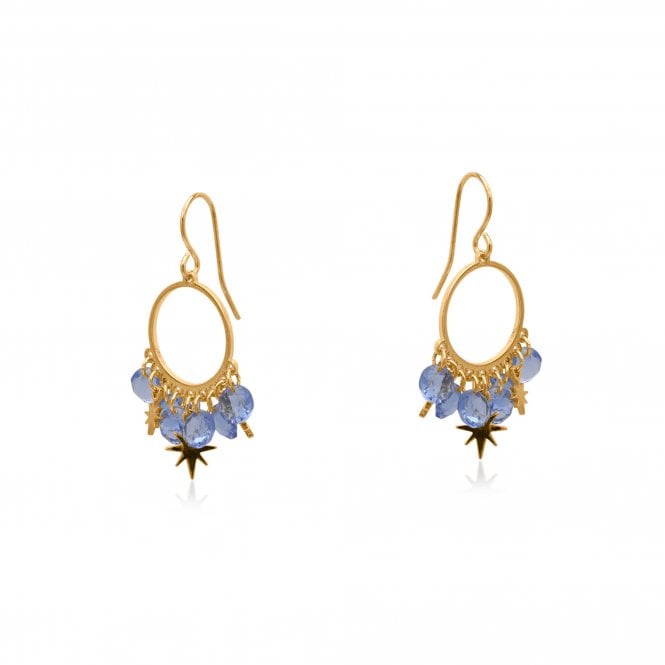Big Metal London Penelope Blue Petite Gold Earrings