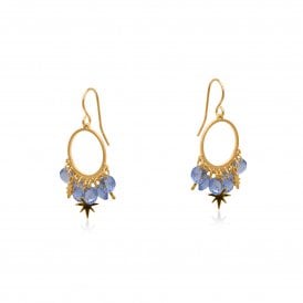 Penelope Blue Petite Gold Earrings