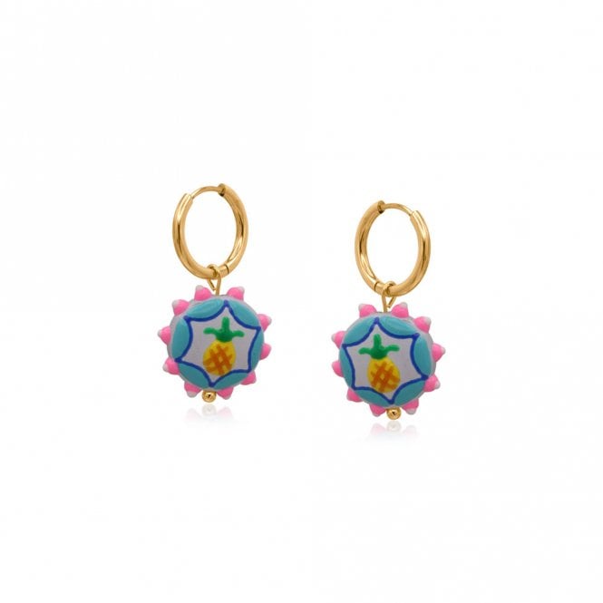 Big Metal London Pineapple Vivid Charm Petite Earrings