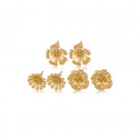 Sandrine Gold Flower Multi Pack Stud Earrings