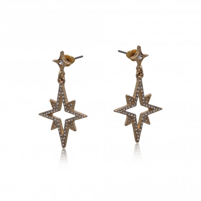 Big Metal London Stars On The Horizon Encrusted Gold Earrings