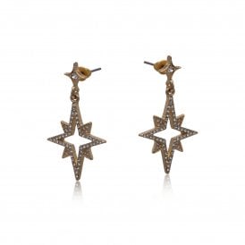 Stars On The Horizon Encrusted Gold Earrings